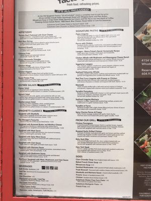 Menu photo 5 The Old Spaghetti Factory Whistler, BC