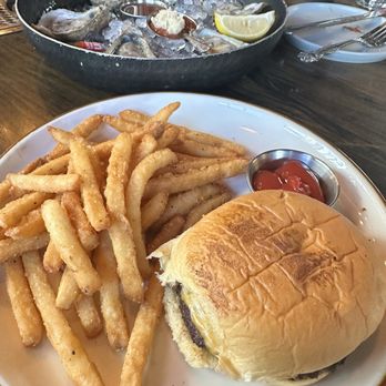 Thorn - Natty Jack Burger and Oysters from the Happy Hour Menu - Cocktail Bars Near Me - Miami, Florida