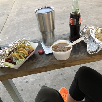 Hwy 6 Tacos - 3 Trompo w cilantro / onion & 3 barbacoa with cheese & beans... all good!! - Food Stands Near Me - Houston, Texas Hwy 6 Tacos - 3 Trompo w cilantro / onion & 3 barbacoa with cheese & beans... all good!! - Food Stands Near Me - Houston, Texas
