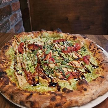 Fat Olives - Special pizza (not on regulat menu) - capresse chicken pesto pizza. - Pizza Near Me - Flagstaff, Arizona Fat Olives - Special pizza (not on regulat menu) - capresse chicken pesto pizza. - Pizza Near Me - Flagstaff, Arizona
