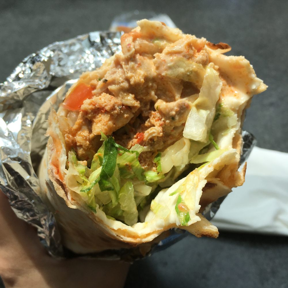 Oasis Grill - Chicken Shawarma - chicken with tahini, lettuce, tomatoes & topped with garlic sauce, wrapped in lavash - Middle Eastern Near Me - San Francisco, California Oasis Grill - Chicken Shawarma - chicken with tahini, lettuce, tomatoes & topped with garlic sauce, wrapped in lavash - Middle Eastern Near Me - San Francisco, California