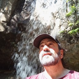 The water falls. The water falls.
