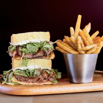 Clara's Junction - BBQ Tri-Tip Steak Sandwich - Brandt tri-tip, Point Reyes blue cheese, caramelized onions, sourdough, herb fries - Barbeque Near Me - Santa Clara, California Clara's Junction - BBQ Tri-Tip Steak Sandwich - Brandt tri-tip, Point Reyes blue cheese, caramelized onions, sourdough, herb fries - Barbeque Near Me - Santa Clara, California