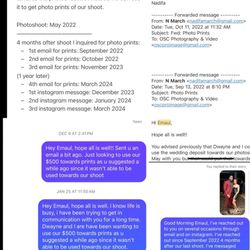 OSC Photography - Screenshots of me reaching out to Emaul Spencer of OSC PHOTOGRAPHY