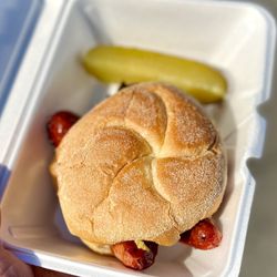 Fils Polish American Deli - Meal #1 KIELBASA SANDWICH 6 OZ. FRIED KIELBASA ON A HARD ROLL W/ FRIED GREEN & RED PEPPERS, ONIONS, mustard & pickle