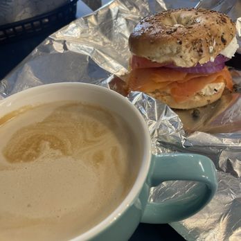 Bagels Up - Latte and NY Lox Sandwich - Bagels Near Me - Jacksonville, Florida