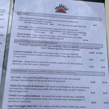 Creekbread - Menu - Pizza Near Me - Whistler, British Columbia