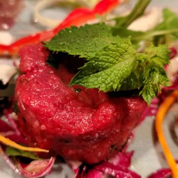 Thai & Turf - Beef tartare, also maybe red dye, but fresh and tender - Thai Near Me - Frankfurt, HE Thai & Turf - Beef tartare, also maybe red dye, but fresh and tender - Thai Near Me - Frankfurt, HE