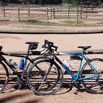 Two Wheel Tourism - It's all bike parking at our partner's outdoor café - Tours Near Me - Albuquerque, New Mexico