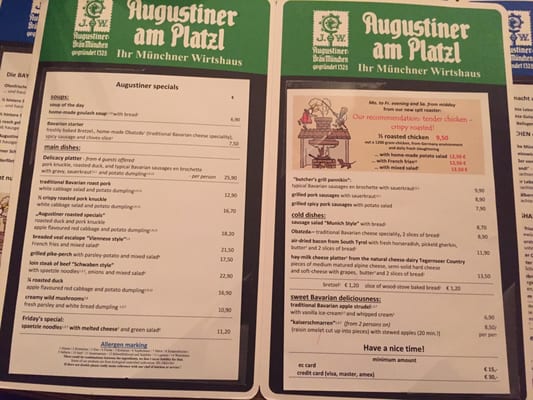 Menu photo 8 Augustiner am Platzl Munich, BY