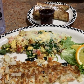 Black Bear Diner Moore - Shasta Scramble (360 cals.)and Strip-Cut Hash Browns (380 cals.) side of Classic French Toast* (840 cals.) - Diners Near Me - Moore, Oklahoma