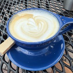 Kuumba Juice & Coffee - Latte with housemade lavender syrup (I took a sip before taking the pic, thus messing up the perfect design!)