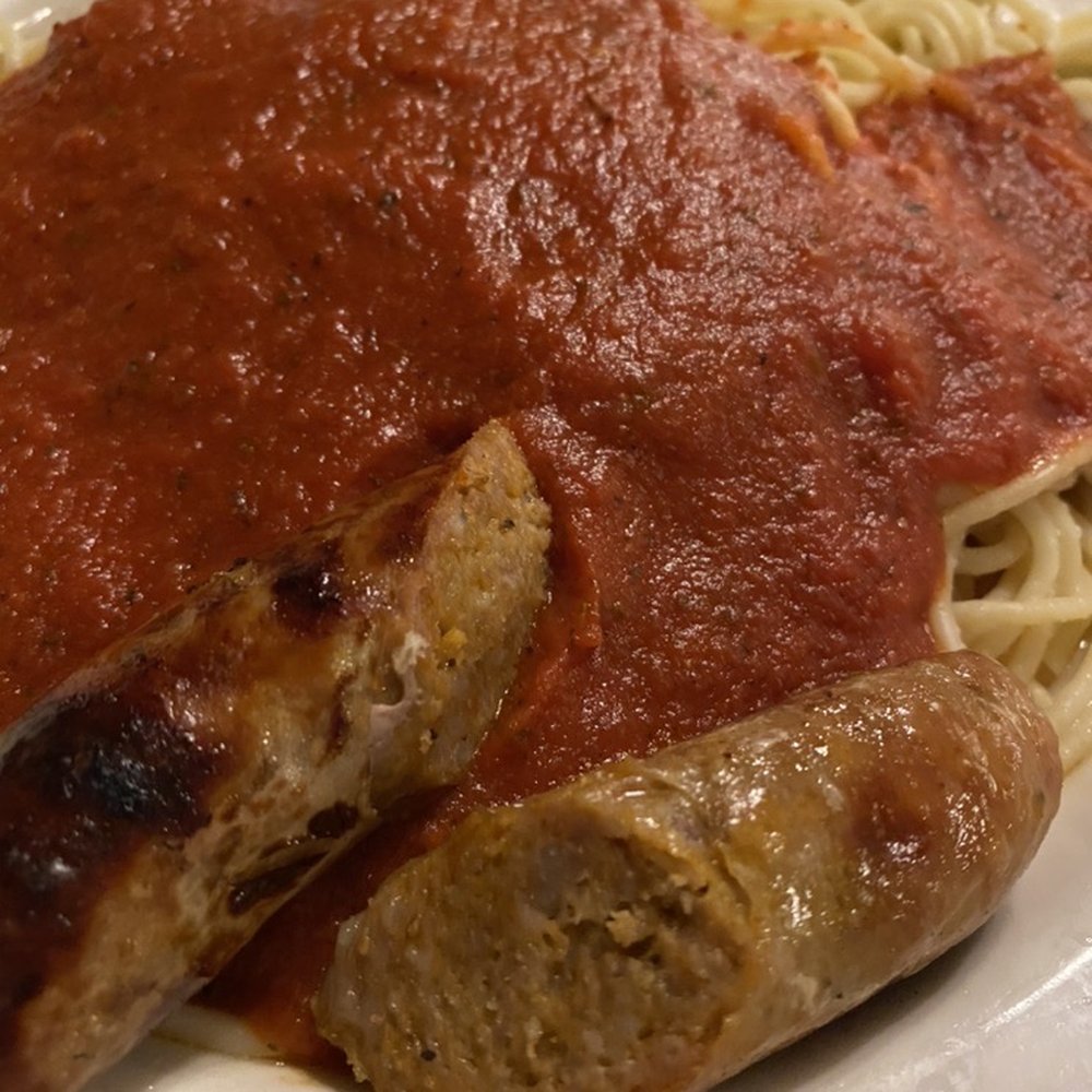 Gino's - Spaghetti Marinara with sausage - Italian Near Me - Salinas, California Gino's - Spaghetti Marinara with sausage - Italian Near Me - Salinas, California
