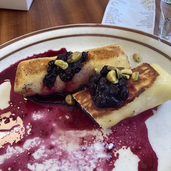 Mish Delicatessen - Cheese blintzes with blueberry sauce.. so yummy! - Delis Near Me - Los Angeles, California