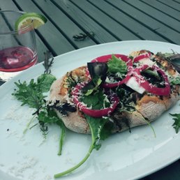 Pain Plat Garni $14 and Caipirinha Framboise $12