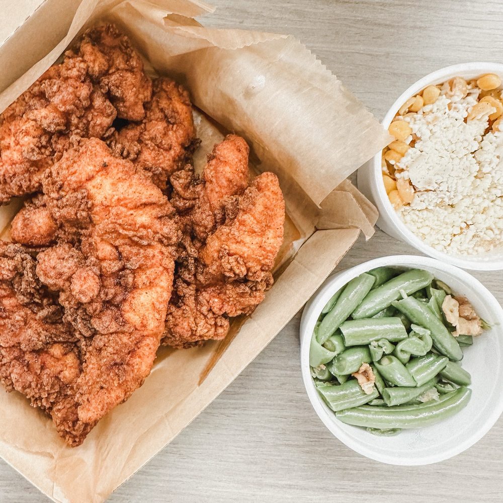 5 Piece Chicken Strips level one, Homestyle Green Beans, Street Corn 5 Piece Chicken Strips level one, Homestyle Green Beans, Street Corn