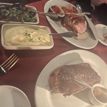 Dear John’s - Pork chop,  New York Steak, mashed potatoes, and mushrooms - American Near Me - Culver City, California
