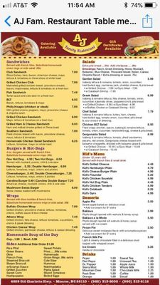 Menu photo 5 AJ Family Restaurant Monroe, NC Menu photo 5 AJ Family Restaurant Monroe, NC