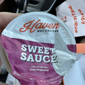 Haven Hot Chicken - Sweet Sauce lid - Chicken Shop Near Me - Orange, Connecticut Haven Hot Chicken - Sweet Sauce lid - Chicken Shop Near Me - Orange, Connecticut