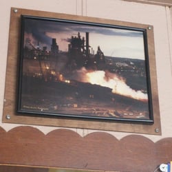 Clark Bar - Pics of The Mill, hung above the bar.