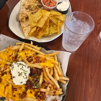 One World - Breakfast Quesadilla and Bacon Cheese Fries - New American Near Me - Peoria, Illinois One World - Breakfast Quesadilla and Bacon Cheese Fries - New American Near Me - Peoria, Illinois