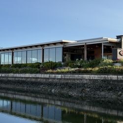 Anthony's at Cap Sante Marina - Anthony's restaurant, facing the marina and all the beautiful yachts. Our table was just inside that bank of windows. So pretty!