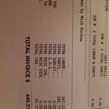 Mavis Discount Tire - Bill from Mazda. $450 for the same damn job. - Tires Near Me - Massapequa Park, New York