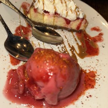 El Centro - Corn cheesecake with a side of Raspberry sorbet laced with some chamoy and tajin I think... it was delicious! - Bars Near Me - Washington, DC, District of Columbia