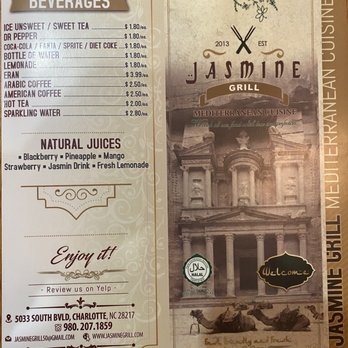 Jasmine Grill - Menu1 - Mediterranean Near Me - Charlotte, North Carolina
