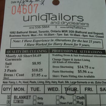 uniqTailors & Drycleaner - Prices, hours, address, etc. - Sewing & Alterations Near Me - Toronto, Ontario uniqTailors & Drycleaner - Prices, hours, address, etc. - Sewing & Alterations Near Me - Toronto, Ontario