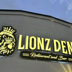 Lionz Den Restaurant & Bar - Front Sign with awesome Logo