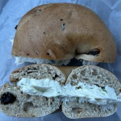 A & S Bagel - Cinnamon raisin bagel with homemade jalapeño cream cheese. Fresh, large bagel, tasty cream cheese.