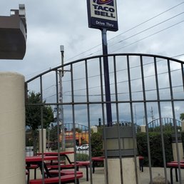 the entrance to taco bell the entrance to taco bell
