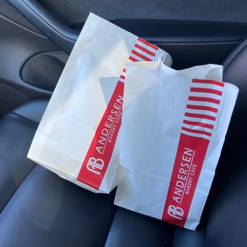 Andersen Bakery - a pair of paper bags in the back seat of a car - Bakeries Near Me - San Ramon, California
