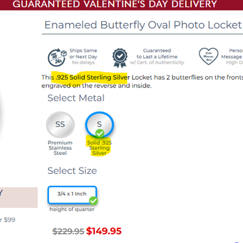 PicturesOnGold - Product advertised as ".925 Solid Sterling Silver." Listing does not disclose mixed metals. - Jewelry Near Me - Linden, New York PicturesOnGold - Product advertised as ".925 Solid Sterling Silver." Listing does not disclose mixed metals. - Jewelry Near Me - Linden, New York