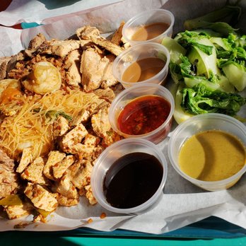 Lona's Lil Eats - Platter with 4 proteins, 5 sauces, 1 side of veggies - Asian Fusion Near Me - St Louis, Missouri Lona's Lil Eats - Platter with 4 proteins, 5 sauces, 1 side of veggies - Asian Fusion Near Me - St Louis, Missouri