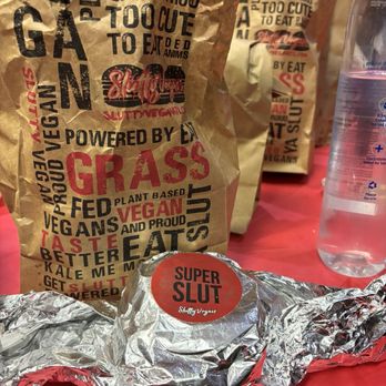 Slutty Vegan Birmingham - Super Slutty Burger in wrapper - Vegan Near Me - Birmingham, Alabama