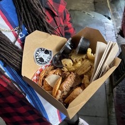 Brisket sandwich pulled pork sandwich & waffle fries Brisket sandwich pulled pork sandwich & waffle fries