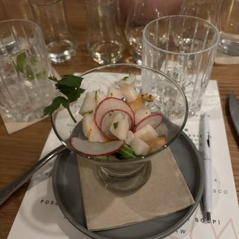 Sip + Savor - Gulf shrimp, seabass & mango ceviche - Wine Bars Near Me - Highland Village, Texas
