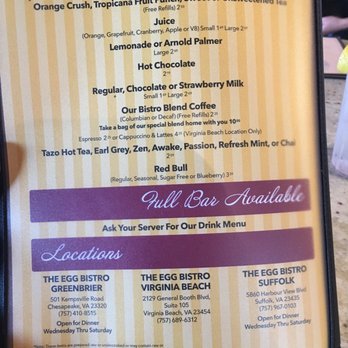 The Egg Bistro - Locations - Breakfast & Brunch Near Me - Virginia Beach, Virginia