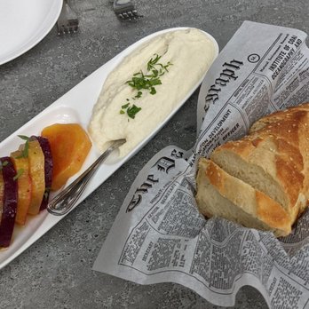 Plateia Mediterranean Kitchen Bar - Beets and Skordalia with the bread starter - Bars Near Me - Glenview, Illinois Plateia Mediterranean Kitchen Bar - Beets and Skordalia with the bread starter - Bars Near Me - Glenview, Illinois