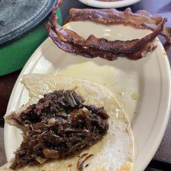 Paula's Mexican Restaurant - Barbacoa.  Kind of see the grease on the plate - Tex-Mex Near Me - Arlington, Texas