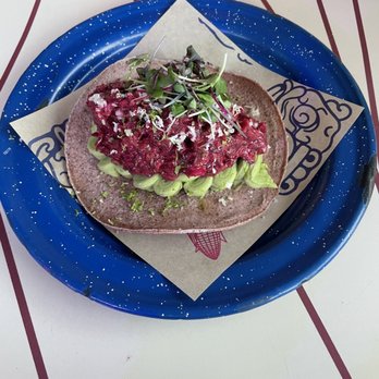 Nixta Taqueria - Beet "Tartare" Tostada - Mexican Near Me - Austin, Texas