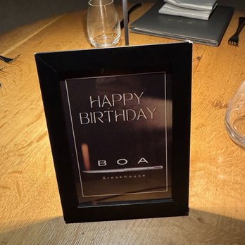 BOA Steakhouse - Welcome birthday note - Steakhouses Near Me - Manhattan Beach, California BOA Steakhouse - Welcome birthday note - Steakhouses Near Me - Manhattan Beach, California