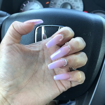 Hello Nails & Spa - Pink & lilac ombré w/ jewels by TIFFANY - Day Spas Near Me - Vacaville, California