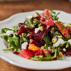 Cafe La Trova - NEW! ROAST BEET AND CITRUS SALAD arugula, crumbled goat cheese, pistachios and red wine vinaigrette