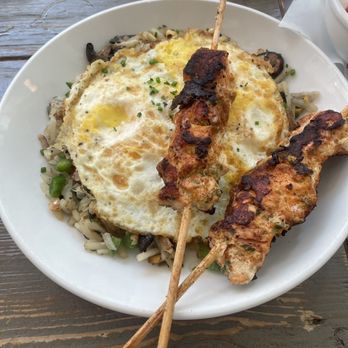 Maplewood Kitchen and Bar - Maplewood Hash (without goetta) sub salmon skewers - Breakfast & Brunch Near Me - Cincinnati, Ohio Maplewood Kitchen and Bar - Maplewood Hash (without goetta) sub salmon skewers - Breakfast & Brunch Near Me - Cincinnati, Ohio