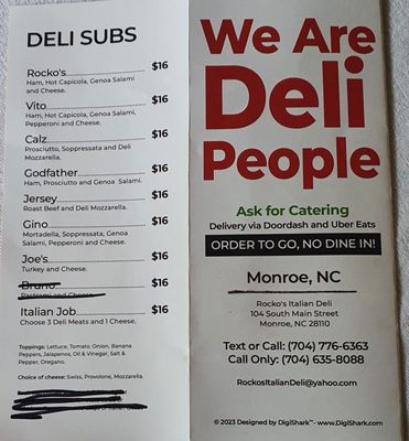 Menu photo 1 Rocko’s Italian Deli Monroe, NC Menu photo 1 Rocko’s Italian Deli Monroe, NC