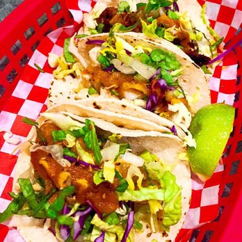 Kimchichanga - Top to bottom: Spicy pork (10/10), tofu (7/10), fish taco (10/10) - Korean Near Me - Riverside, California Kimchichanga - Top to bottom: Spicy pork (10/10), tofu (7/10), fish taco (10/10) - Korean Near Me - Riverside, California