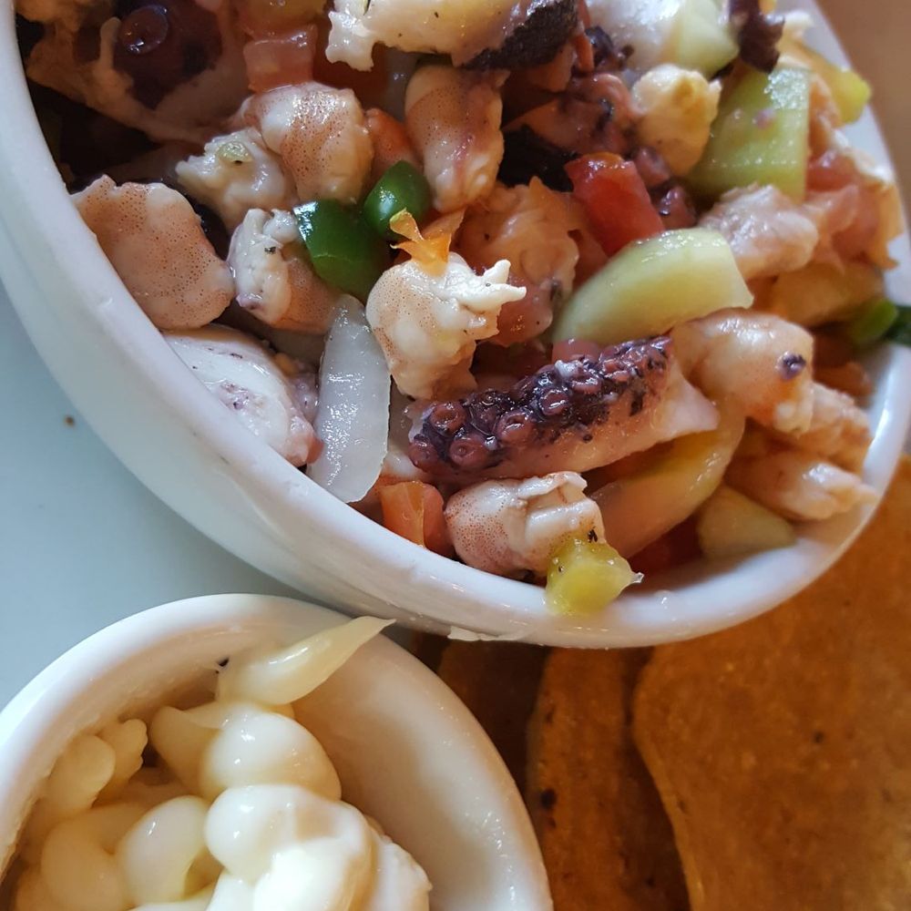 El Sinaloense - Ceviche with shrimp and octopus.. sooo good strange but good side of mayo!! - Seafood Near Me - San Mateo, California El Sinaloense - Ceviche with shrimp and octopus.. sooo good strange but good side of mayo!! - Seafood Near Me - San Mateo, California
